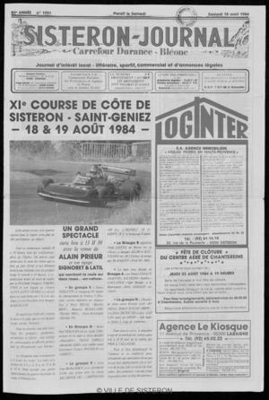 Le Sisteron Journal du 18/08/1984