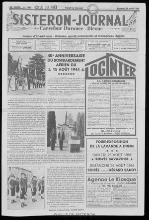 Le Sisteron Journal du 25/08/1984