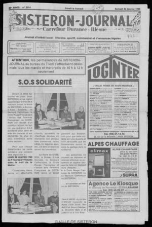 Le Sisteron Journal du 26/01/1985