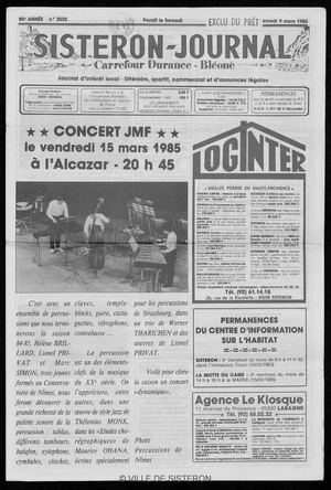 Le Sisteron Journal du 09/03/1985