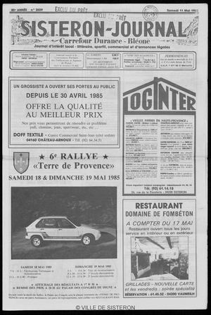 Le Sisteron Journal du 11/05/1985
