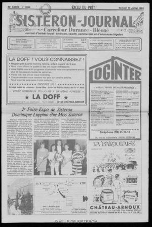 Le Sisteron Journal du 13/07/1985