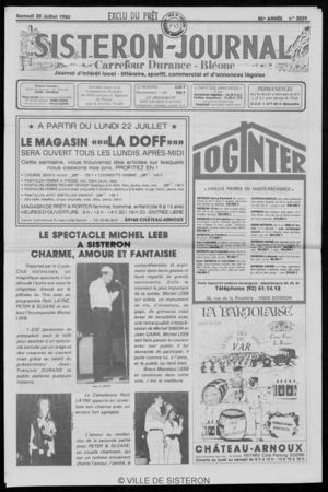 Le Sisteron Journal du 20/07/1985
