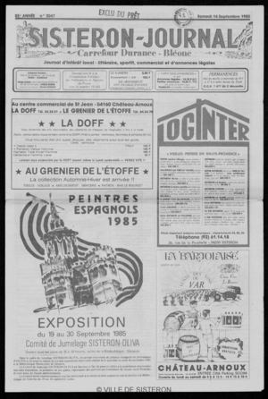 Le Sisteron Journal du 14/09/1985