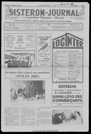Le Sisteron Journal du 07/12/1985