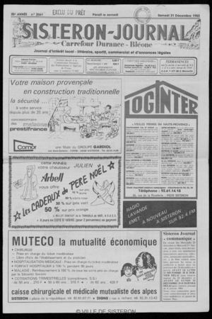 Le Sisteron Journal du 21/12/1985