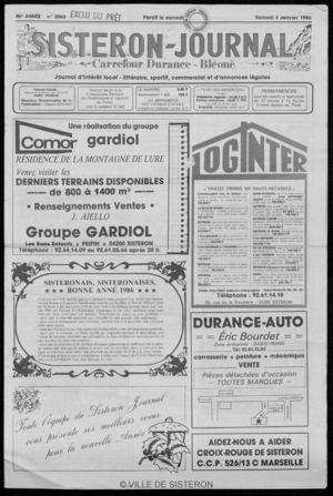 Le Sisteron Journal du 04/01/1986