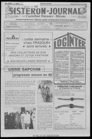 Le Sisteron Journal du 25/01/1986