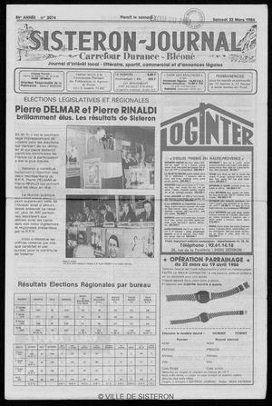 Le Sisteron Journal du 22/03/1986