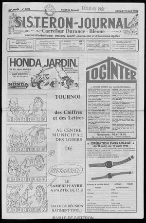 Le Sisteron Journal du 19/04/1986