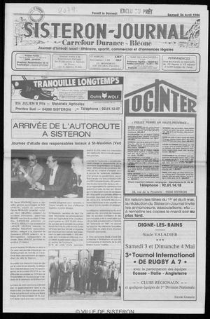 Le Sisteron Journal du 26/04/1986