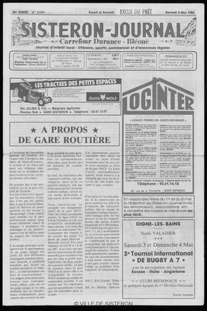 Le Sisteron Journal du 03/05/1986