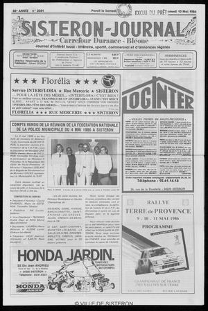 Le Sisteron Journal du 10/05/1986