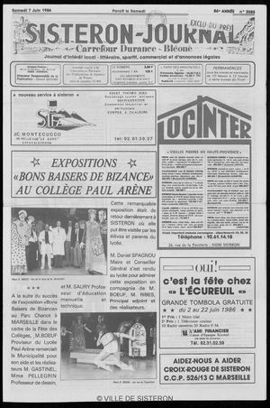 Le Sisteron Journal du 07/06/1986