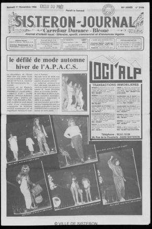 Le Sisteron Journal du 01/11/1986