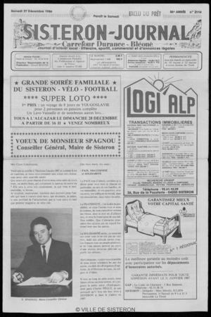 Le Sisteron Journal du 27/12/1986