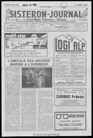 Le Sisteron Journal du 21/03/1987