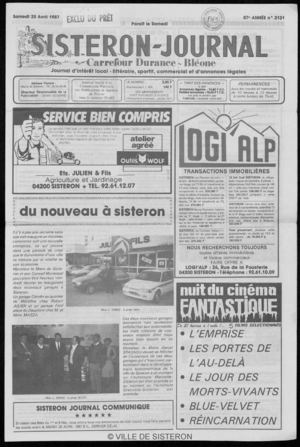 Le Sisteron Journal du 25/04/1987