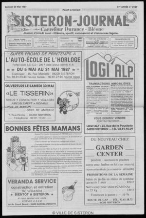Le Sisteron Journal du 30/05/1987