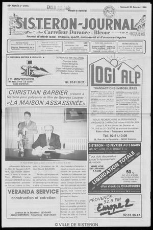 Le Sisteron Journal du 20/02/1988