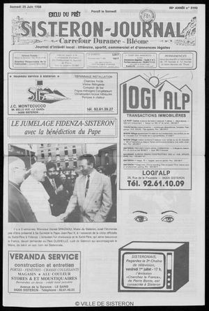 Le Sisteron Journal du 25/06/1988