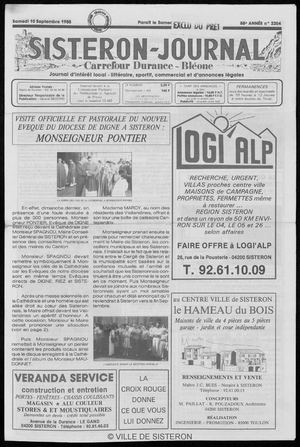 Le Sisteron Journal du 10/09/1988