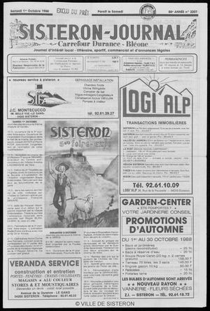 Le Sisteron Journal du 01/10/1988