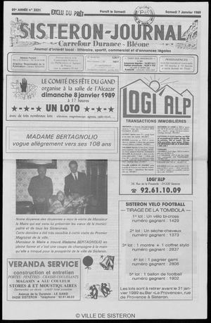 Le Sisteron Journal du 07/01/1989