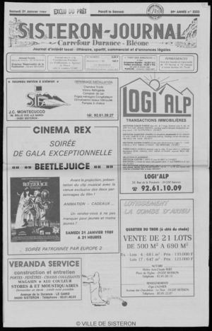 Le Sisteron Journal du 21/01/1989