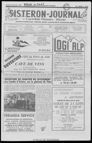 Le Sisteron Journal du 18/02/1989