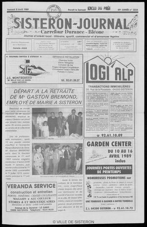 Le Sisteron Journal du 08/04/1989