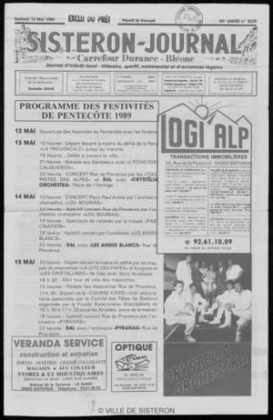 Le Sisteron Journal du 13/05/1989