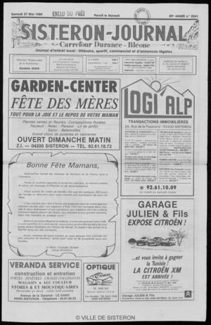 Le Sisteron Journal du 27/05/1989