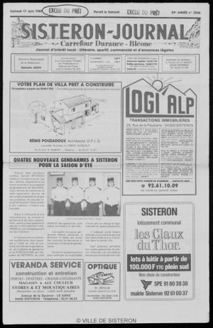 Le Sisteron Journal du 17/06/1989