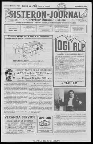 Le Sisteron Journal du 22/07/1989