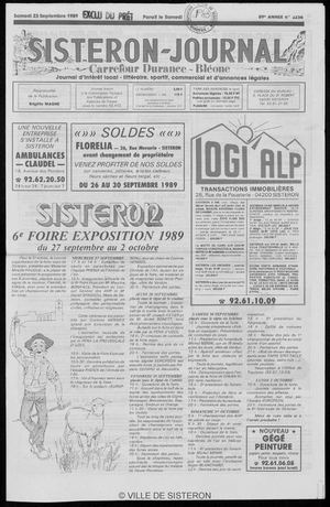 Le Sisteron Journal du 23/09/1989