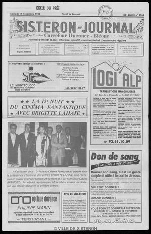 Le Sisteron Journal du 11/11/1989