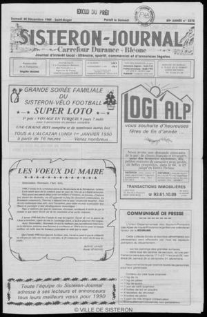 Le Sisteron Journal du 30/12/1989