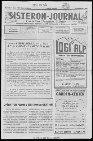 Le Sisteron Journal du 31/03/1990