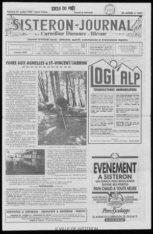 Le Sisteron Journal du 21/07/1990