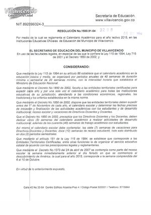 CALENDARIO ACADÉMICO 2015