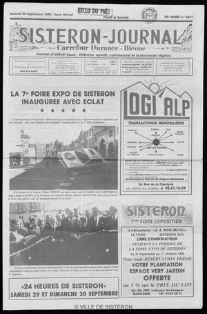 Le Sisteron Journal du 29/09/1990