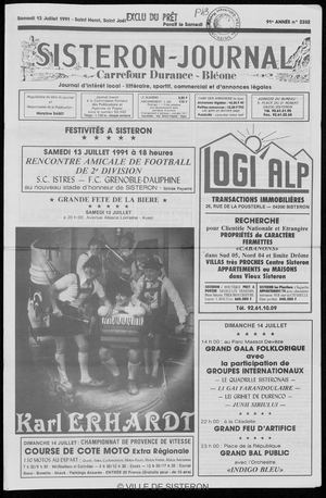 Le Sisteron Journal du 13/07/1991