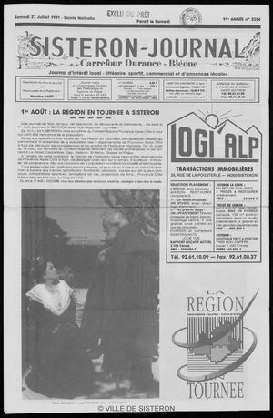 Le Sisteron Journal du 27/07/1991