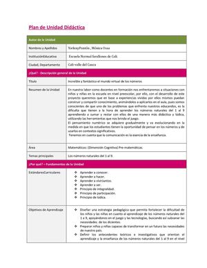 Plan De Unidad Didáctica