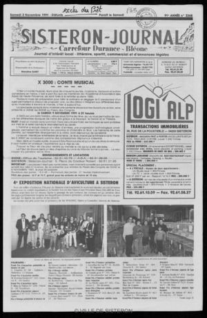 Le Sisteron Journal du 02/11/1991