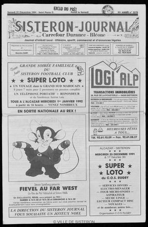 Le Sisteron Journal du 21/12/1991