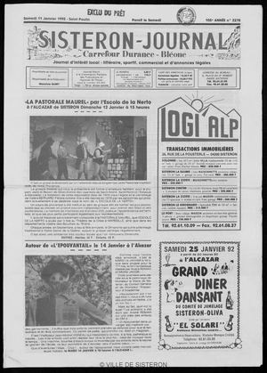 Le Sisteron Journal du 11/01/1992