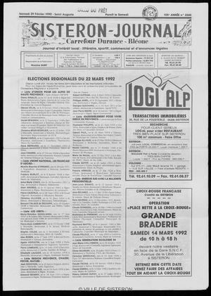 Le Sisteron Journal du 29/02/1992