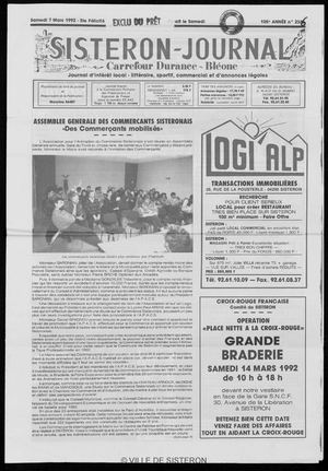 Le Sisteron Journal du 07/03/1992